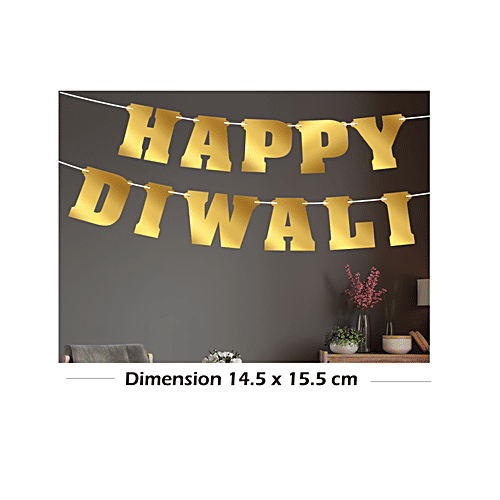 Pearlfiesta Happy Diwali Gold Banner - 40 x 60 cm, 1 pc