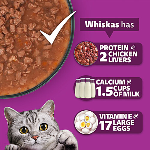 Whiskas Adult 1+ Year Wet Cat Food - Salmon In Gravy Flavour, 1.12 kg (14x80 g) Complete and Balanced Nutrition, Healthy Skin & Coat