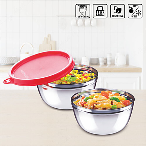 Signoraware Stainless Steel Mixing Bowl Set - Giftable Item, 500 ml (Set of 2) 