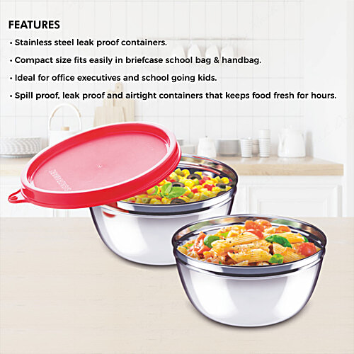 Signoraware Stainless Steel Mixing Bowl Set - Giftable Item, 500 ml (Set of 2) 