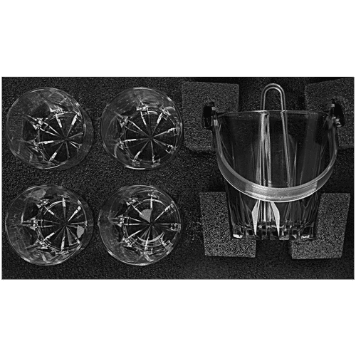 Pasabahce Merry Malt Echo Whisky Set - With Tong, 6 pcs (Ice Bucket - 815 ml + 4 x 300 ml Whisky Glass)