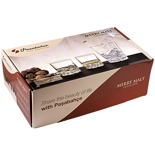 Pasabahce Merry Malt Echo Whisky Set - With Tong, 6 pcs (Ice Bucket - 815 ml + 4 x 300 ml Whisky Glass)