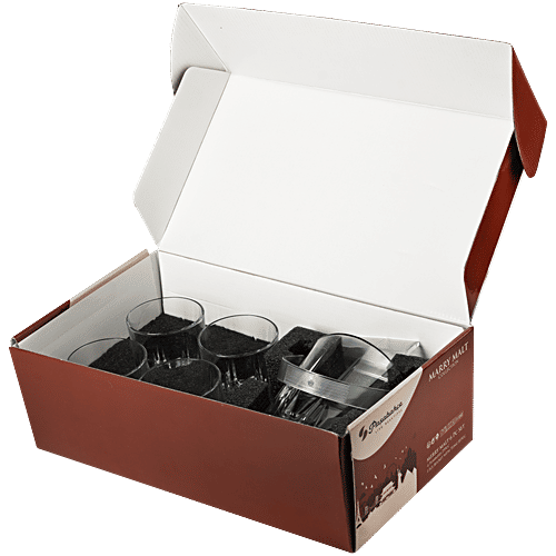 Pasabahce Merry Malt Echo Whisky Set - With Tong, 6 pcs (Ice Bucket - 815 ml + 4 x 300 ml Whisky Glass)