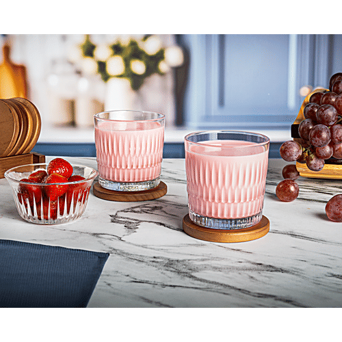 Pasabahce Sip & Savour Rain Party Set, 6 pcs (Whisky Glass - 4 x 300 ml + Bowl - 2 x 175 ml)