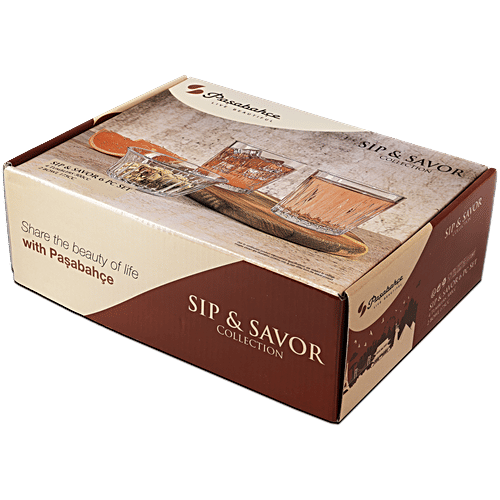 Pasabahce Sip & Savour Rain Party Set, 6 pcs (Whisky Glass - 4 x 300 ml + Bowl - 2 x 175 ml)