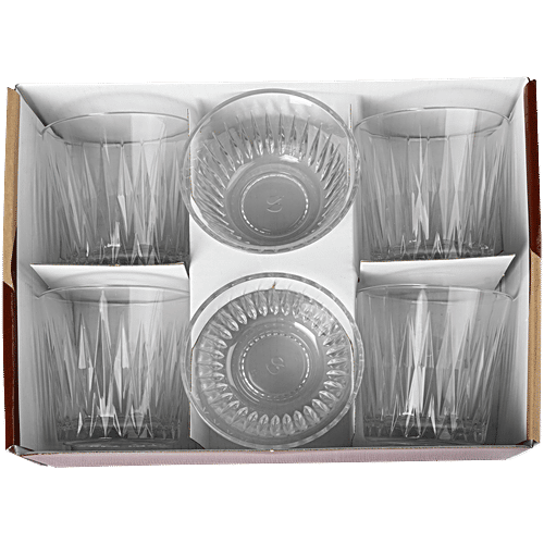 Pasabahce Sip & Savour Rain Party Set, 6 pcs (Whisky Glass - 4 x 300 ml + Bowl - 2 x 175 ml)
