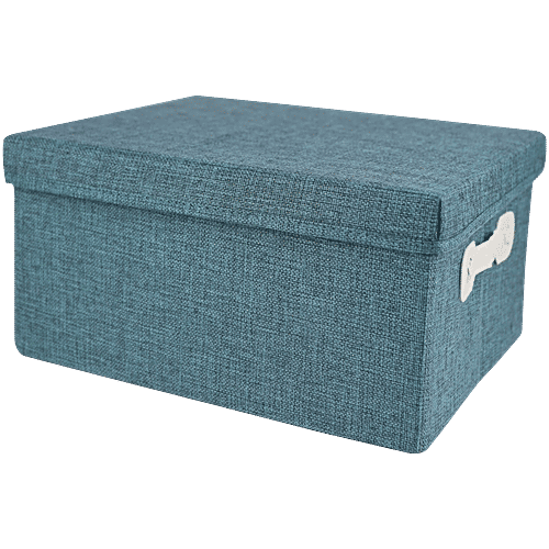 DP Cotton Cloth Storage Box - Small, Foldable Organizer Bag For Blankets, Comforters, Toys, 18 L  