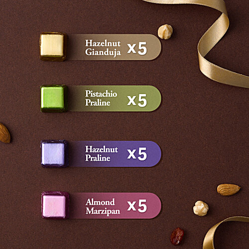 Lindberg Squares Pure Chocolate Treats, 185 g (20 pcs) Hazelnut, Almonds, Cranberry, 55% Dark