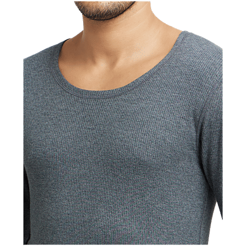 Jockey Men 2401 Super Combed Cotton Rich Full Sleeve Thermal Undershirt With StayWarm Technology - Charcoal Melange, 1 pc (Size - M)
