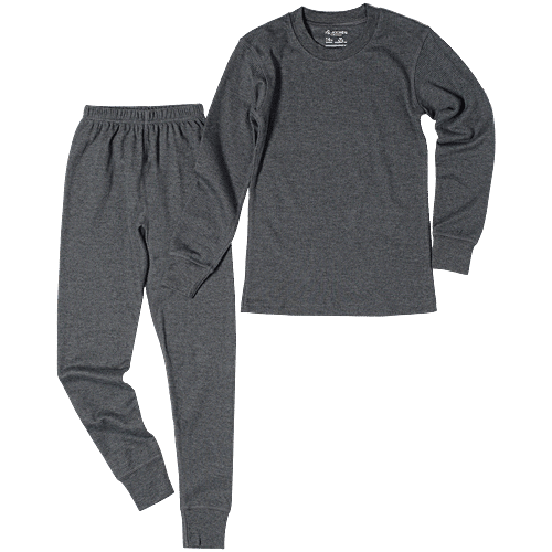 Jockey Juniors KT02 Kid's Super Combed Cotton Rich Full Sleeve Thermal Undershirt With StayWarm Treatment - Charcoal Melange, 1 pc (9-10 Years) 