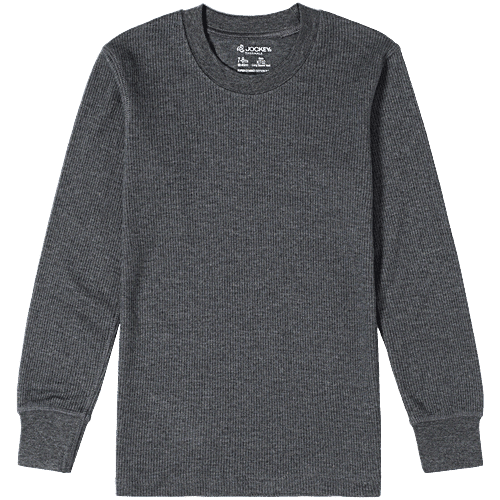 Jockey Juniors KT02 Kid's Super Combed Cotton Rich Full Sleeve Thermal Undershirt With StayWarm Treatment - Charcoal Melange, 1 pc (9-10 Years) 