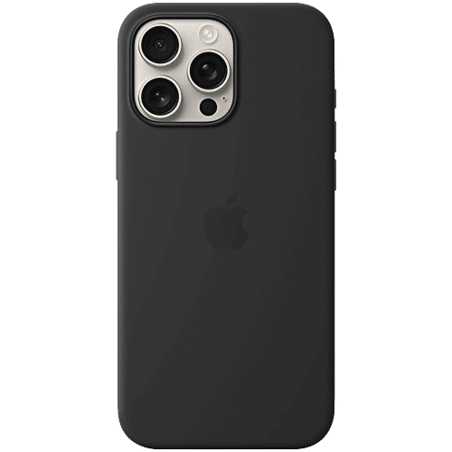 Apple Soft Silicone Back Cover for Apple iPhone 16 Pro Max (MagSafe Charging Support, Black), 1 Unit  