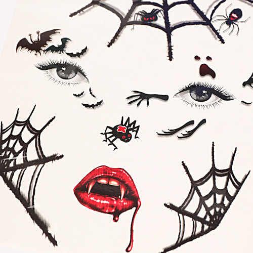 DP Halloween Bat & Spider Tattoo Sticker For Face, 1 pc  