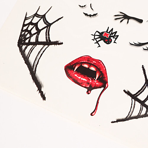 DP Halloween Bat & Spider Tattoo Sticker For Face, 1 pc  