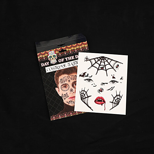 DP Halloween Bat & Spider Tattoo Sticker For Face, 1 pc  