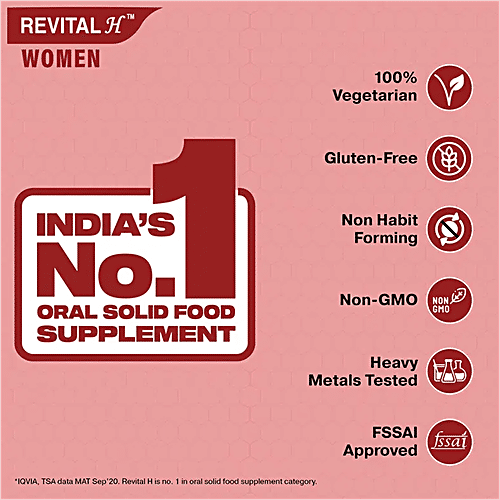 Revital H Woman Tablet With Multivitamins, Calcium, Zinc & Natural Ginseng For Daily Immunity, Strong Bones & Energy, 30 pcs  