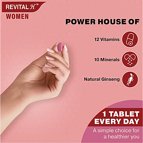 Revital H Woman Tablet With Multivitamins, Calcium, Zinc & Natural Ginseng For Daily Immunity, Strong Bones & Energy, 30 pcs  