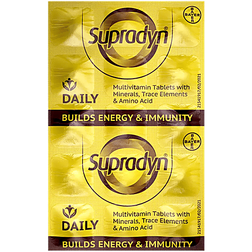 Supradyn Daily Multivitamin Tablet For Men & Women, 15 pcs Daily Immunity & 2X Energy