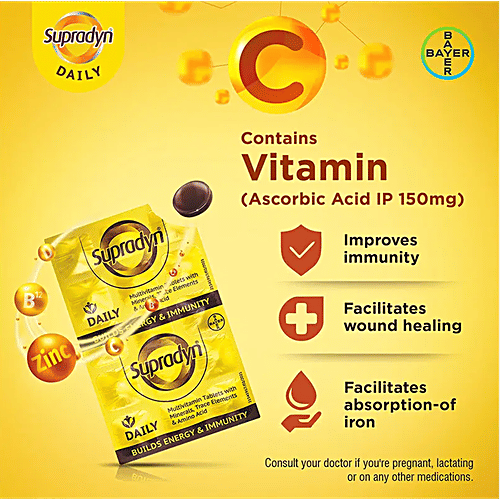Supradyn Daily Multivitamin Tablet For Men & Women, 15 pcs Daily Immunity & 2X Energy