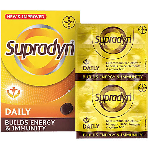 Supradyn Daily Multivitamin Tablet For Men & Women, 15 pcs Daily Immunity & 2X Energy
