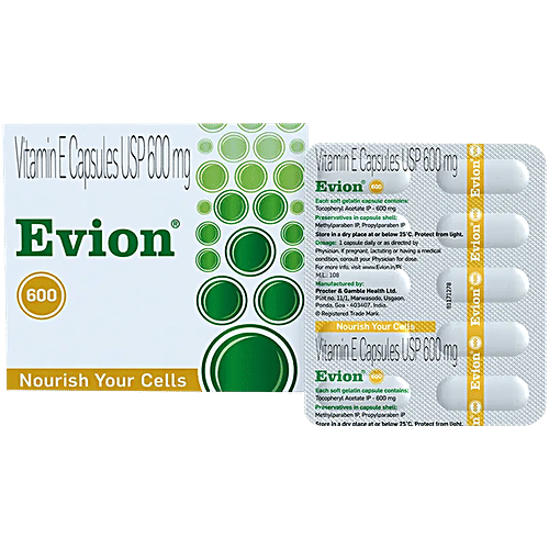 Evion 600 mg Capsule With Vitamin E For Cellular Health, 10 pcs  