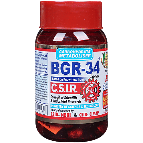 Aimil BGR 34 Tablet Carbohydrate Metaboliser R&D By CSIR, 100 pcs  