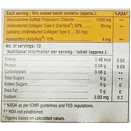 Cartigen Pro Tablet With Glucosamine, Collagen & Astaxanthin For Bone, Joint & Muscle Care, 10 pcs  