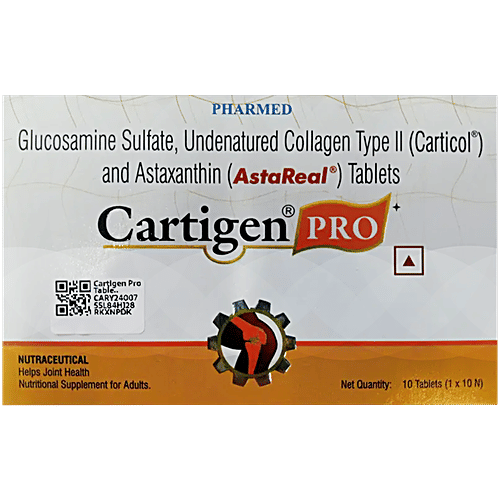 Cartigen Pro Tablet With Glucosamine, Collagen & Astaxanthin For Bone, Joint & Muscle Care, 10 pcs  