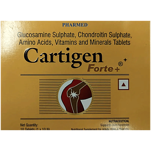 Cartigen Forte+ Tablet With Glucosamine, Chondroitin, Amino Acids, Vitamins & Minerals, For Bone, Joint & Muscle Care, 10 pcs  