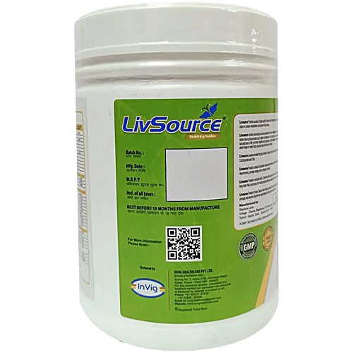 Livsource Powder With Protein & BCAA For Muscle Growth - Vanilla, Sugar & Gluten Free, 450 g  