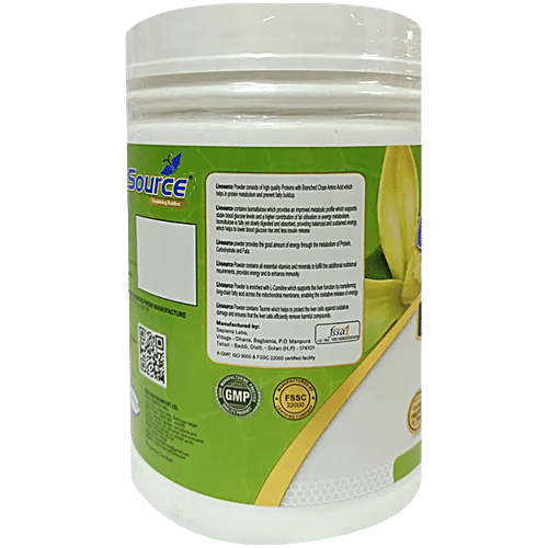 Livsource Powder With Protein & BCAA For Muscle Growth - Vanilla, Sugar & Gluten Free, 450 g  