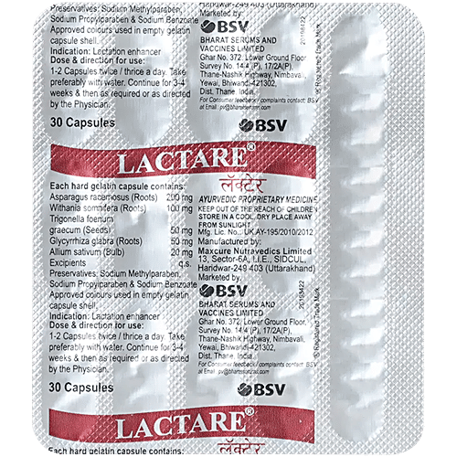 Lactare Capsule With Shatavari For Healthy Lactation, 30 pcs  