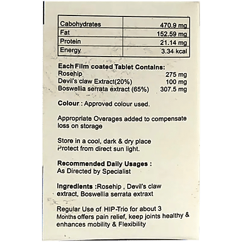 Hip-Trio Tablet With Rosehip Extract For Joint Health, 20 pcs