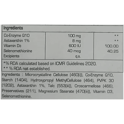 Dfrag Tablet With Coenzyme Q10, Vitamin D3, Selenomethionine & Astaxanthin, Mineral Boost, For Improved Energy, 10 pcs