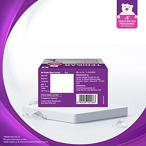 Tedibar Baby Bathing Bar - For Sensitive Skin, Soap Free, 75 g  