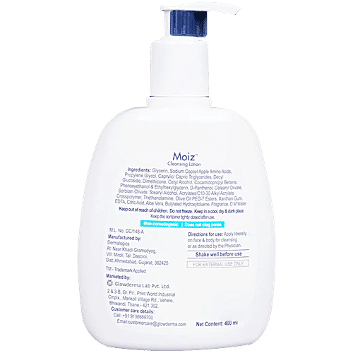 Moiz Cleansing Face & Body Lotion - Paraben & Sulphate Free, 400 ml