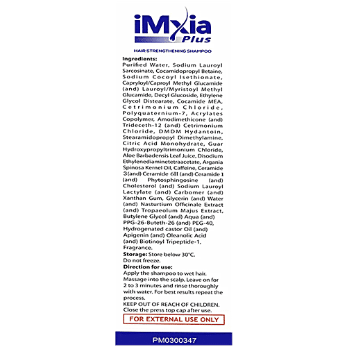 Imxia Plus Hair Strengthening Shampoo - Nourishes Scalp & Protects From Hair Damage, Sulphate & Paraben-Free, 150 ml