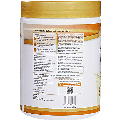 Pentasure DM Diabetes Care Nutrition Drink With 4P Protein - Vanilla, 400 g  Helps to Manage Blood Sugar