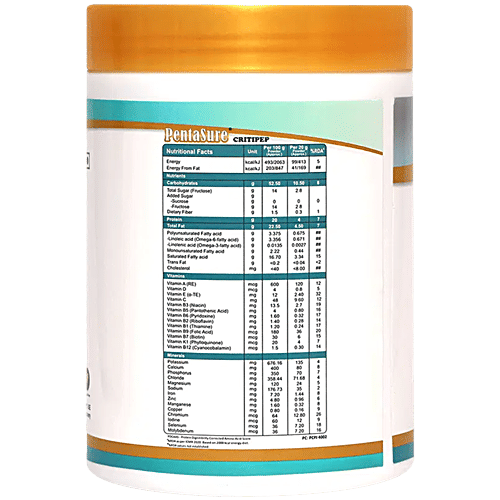 Pentasure Critipep Whey Peptide - Gluten Free, Flavour Powder Creamy Vanilla, With Essential Vitamins, Nutrition Formula, 400 g  