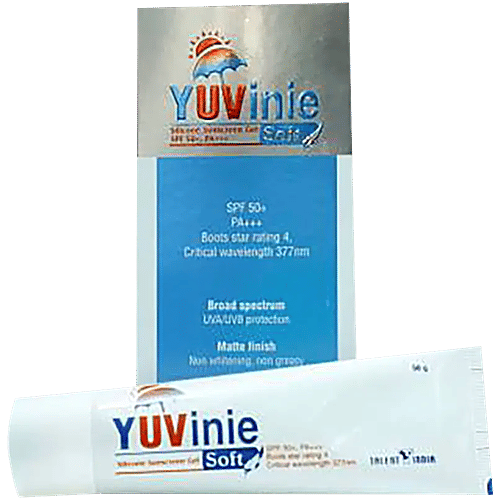 Yuvinie Soft Broad-Spectrum UVA/UVB Silicone Sunscreen Gel - SPF 50+ PA+++, Water-Resistant, 50 g  