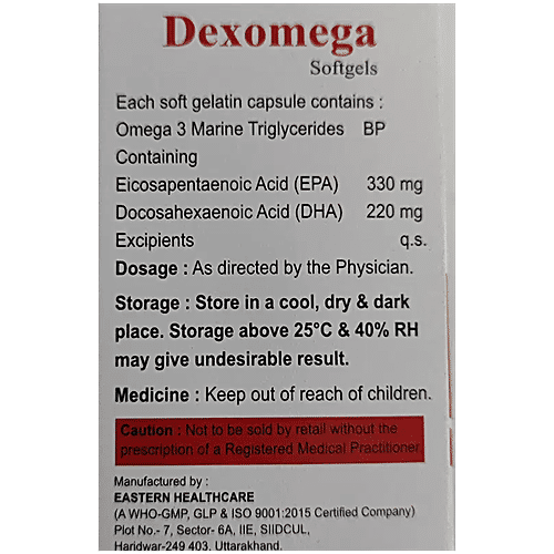 Dexomega Omega 3 Fatty Acids Soft Gelatin Capsule, 30 pcs  