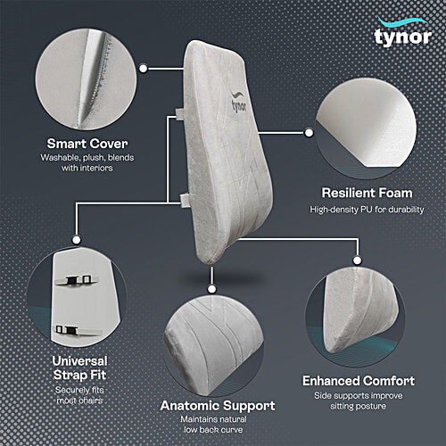 Tynor Back Rest Full - Grey, Universal Size, 1 pc  