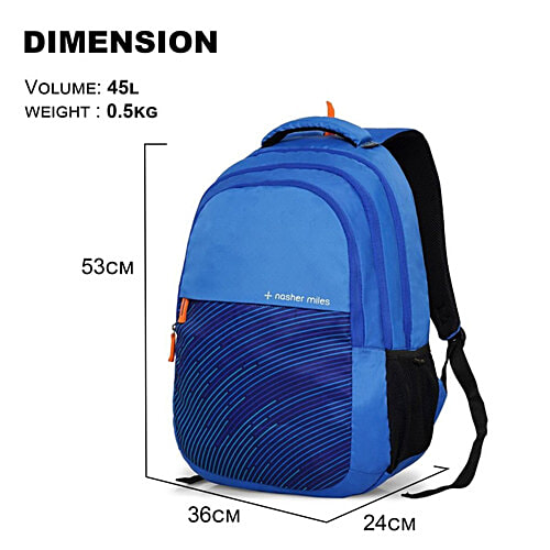 Nasher Miles Wave Backpack - For Men & Women, 3 Compartments, Navy Blue, Medium, 45 L  Casual/College Bag