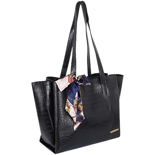 Bagsy Malone Black Textured Medium Tote Handbag, 1 pc