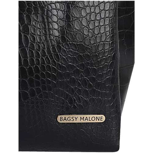 Bagsy Malone Black Textured Medium Tote Handbag, 1 pc