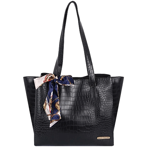 Bagsy Malone Black Textured Medium Tote Handbag, 1 pc