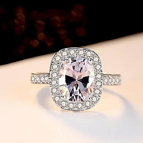 Youbella Solitaire Crystal Silver-Plated White Cluster Rings, 1 pc