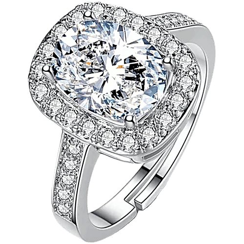 Youbella Solitaire Crystal Silver-Plated White Cluster Rings, 1 pc