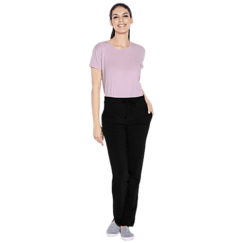 Enamor Jet Black Cotton Lounge Pants, 1 pc (Size - XL)