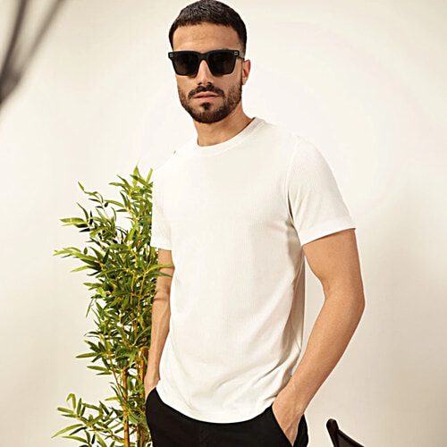 Thomas Scott White Polyester Regular Fit Self Design Shirts, 1 pc (Size - M)